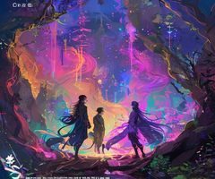 新上线耽美漫画《异界情缘》封面，玄幻异界风格，两位男主角在异界奇幻场景中相遇，画面绚丽多彩充满想象力