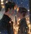 耽美漫画《星途陌路》封面,现代都市风格,两位男主角在星光下相遇,画面浪漫温馨充满现代感