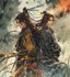 耽美漫画《江湖再见》封面,武侠古风风格,两位男侠客在江湖风雨中背靠背,画面豪情万丈情深义重